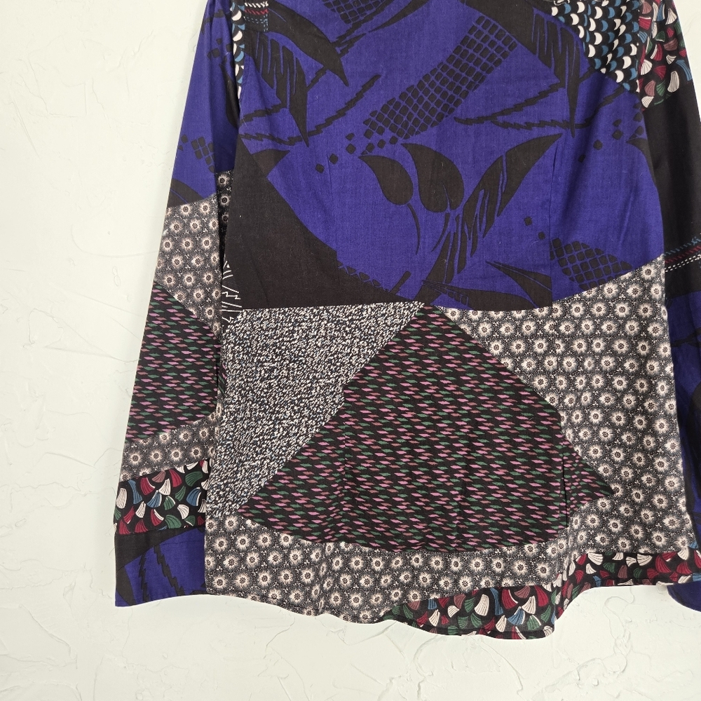 Etro Patterned Indigo Black Patchwork Button Up T… - image 6